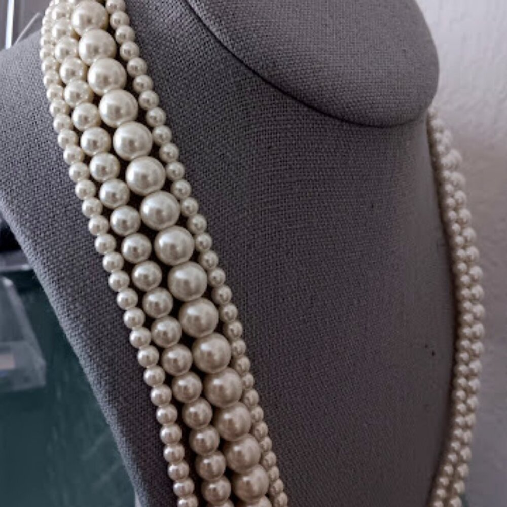 NAPIER Romantic Ivory Pearl 4 Strand Layered Necklace**NEW! - Picture 1 of 8